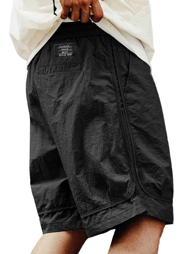Men's Fashion Retro Outdoor Workwear Sports Embroidered Logo Pocket Shorts