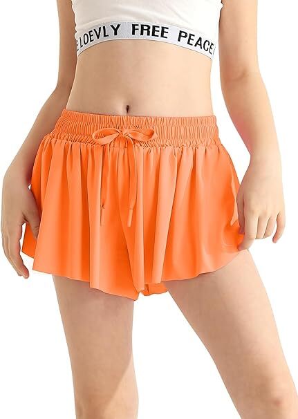 Women's Flowy Butterfly Athletic Running Workout Spandex Gym Yoga Tennis Skirts with Pocket