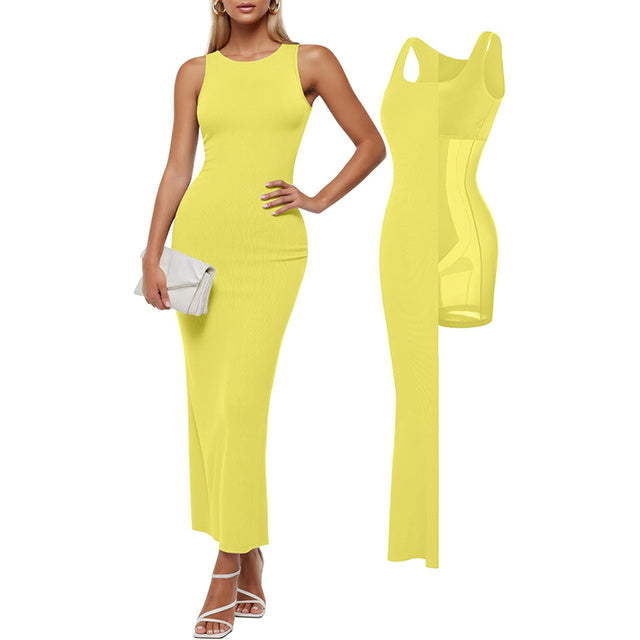 🔥Last day promotion!🔥Shapewear Modal Sleeveless Crew NeckMaxi Dress
