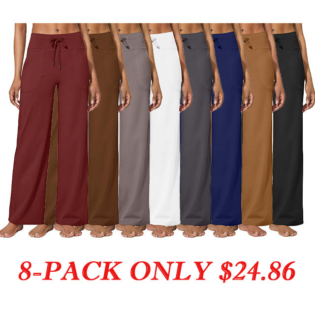 Women's Wide Leg Pants Yoga Pants High Waisted Sports Pants with Pockets Elastic Casual Comfort Pants