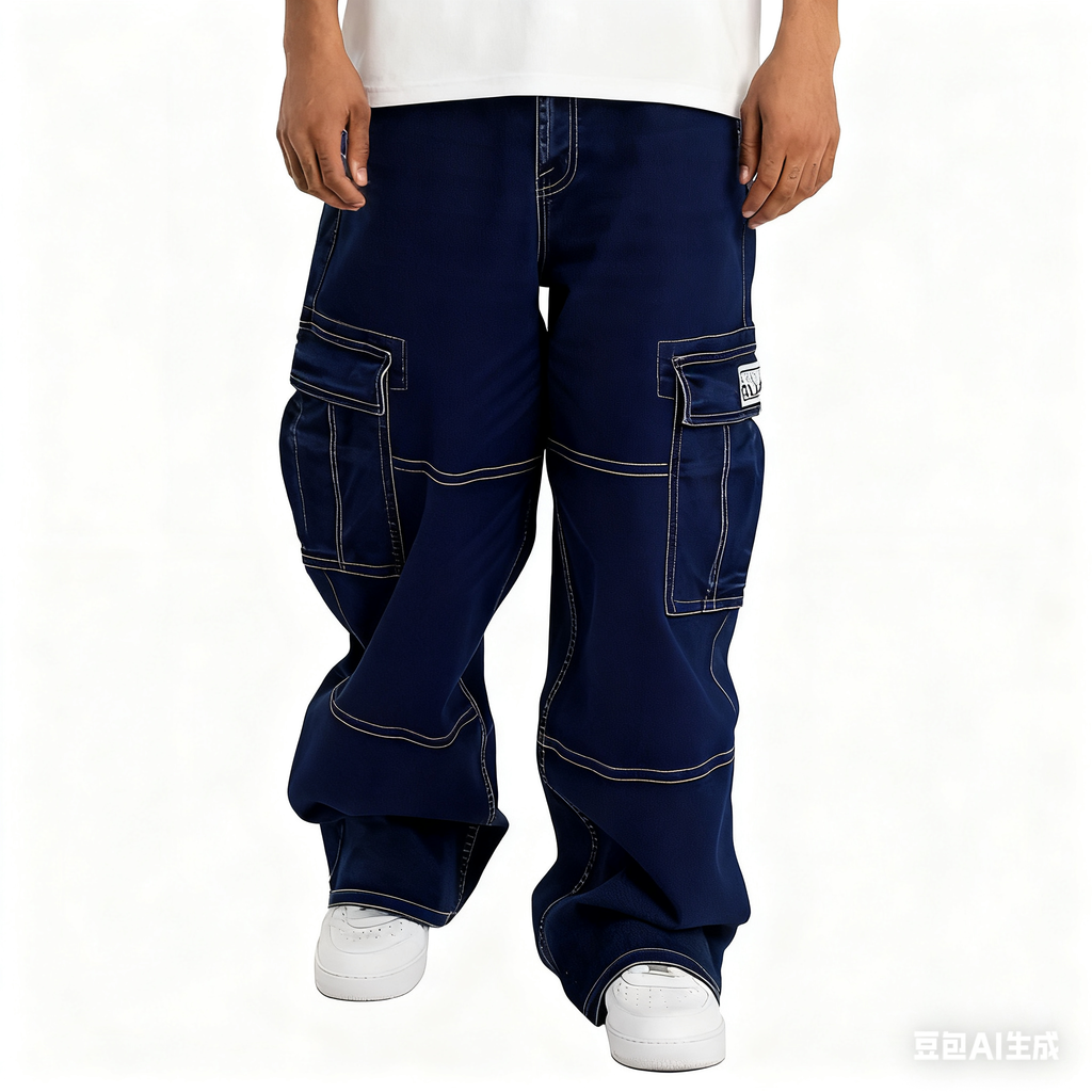 Men's Heavyweight Baggy Fit Denim Cargo Pant