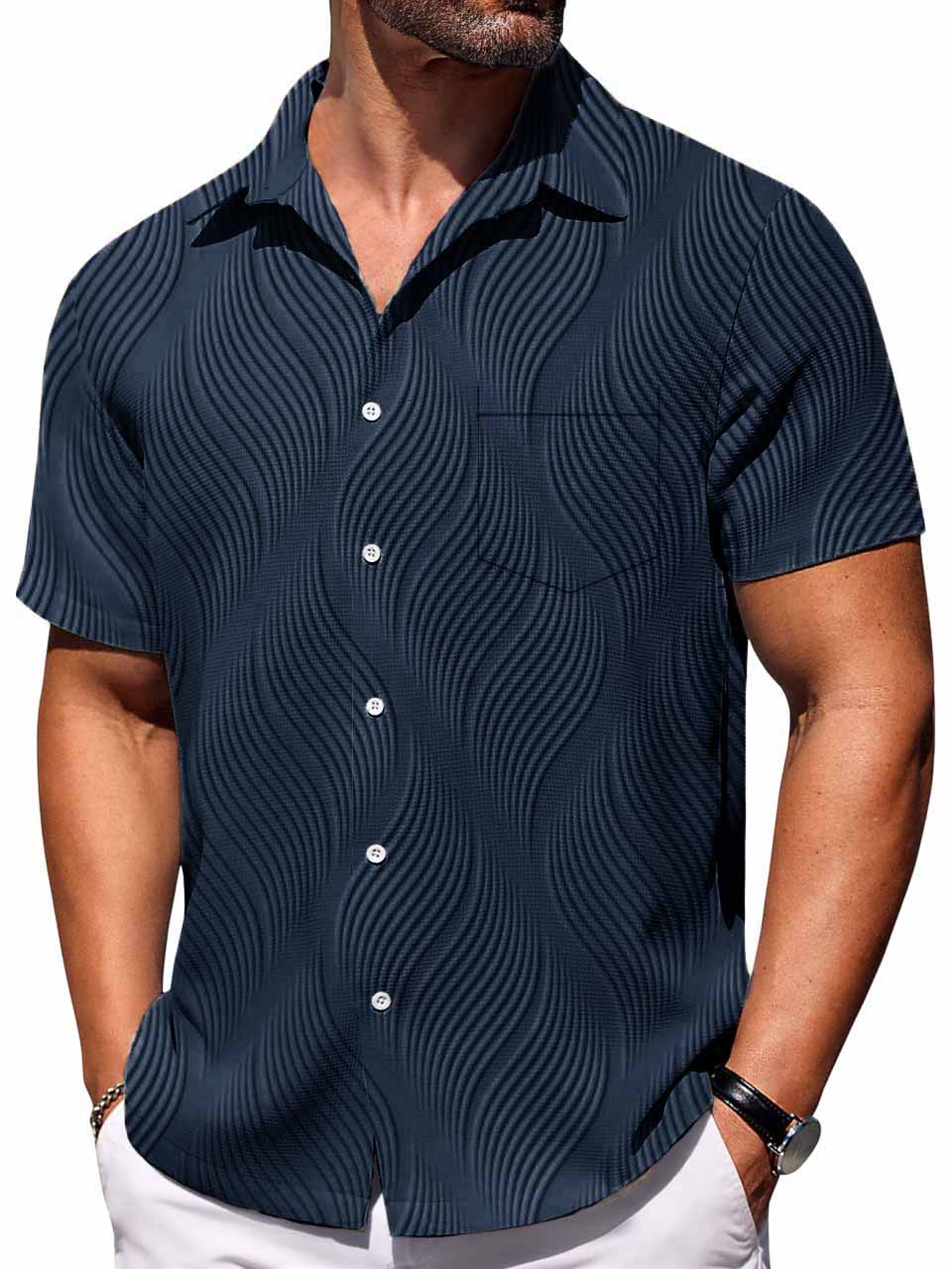 Men's Retro Comfortable Lapel Irregular Printed Short-Sleeved Shirt