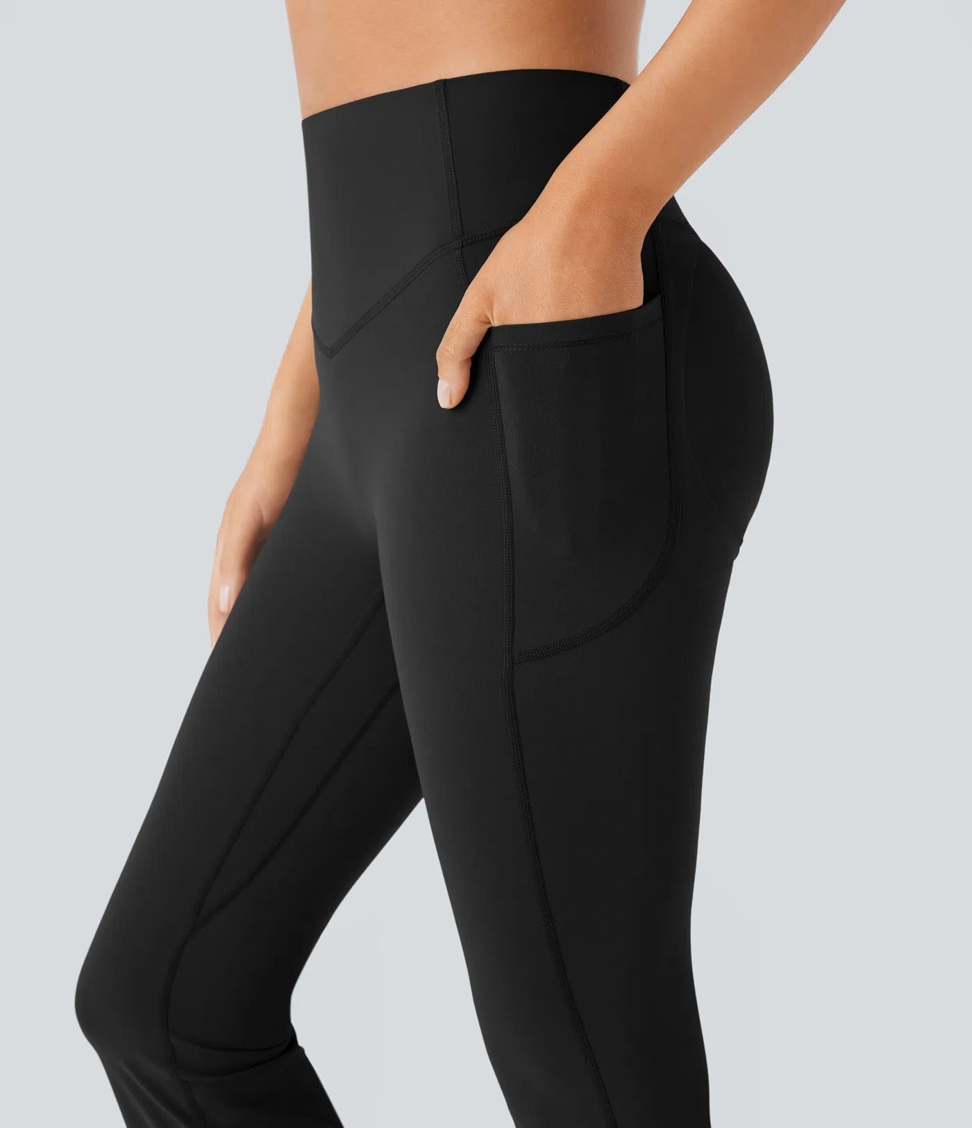 High Waisted Scrunch Butt Lifting Tummy Control Pocket Shaping Yoga Bootcut Leggings