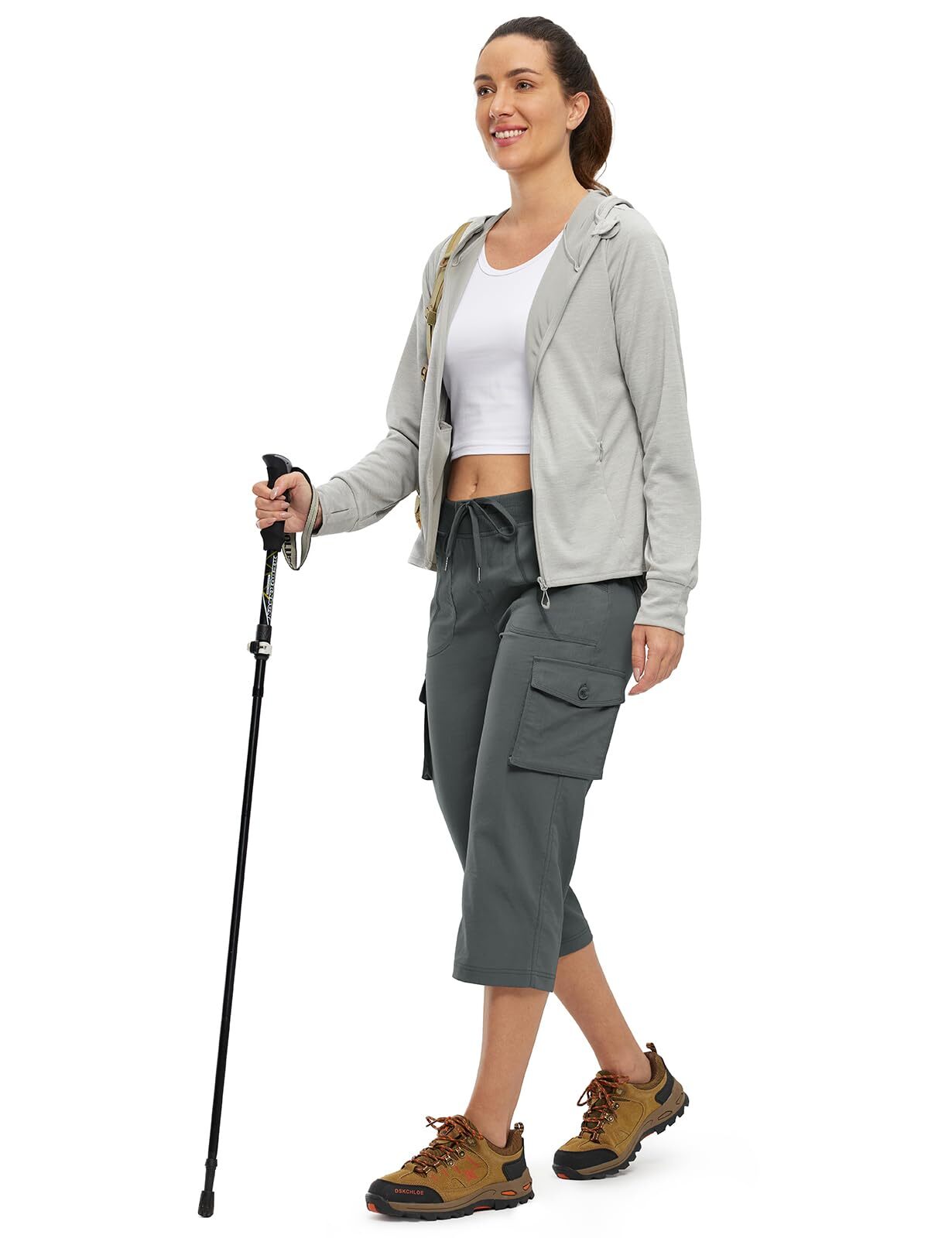 🔥Last day promotion!Women’s Loose Fit Lightweight Capri Cargo Pants – Casual 3/4 Trousers with 6 Pockets