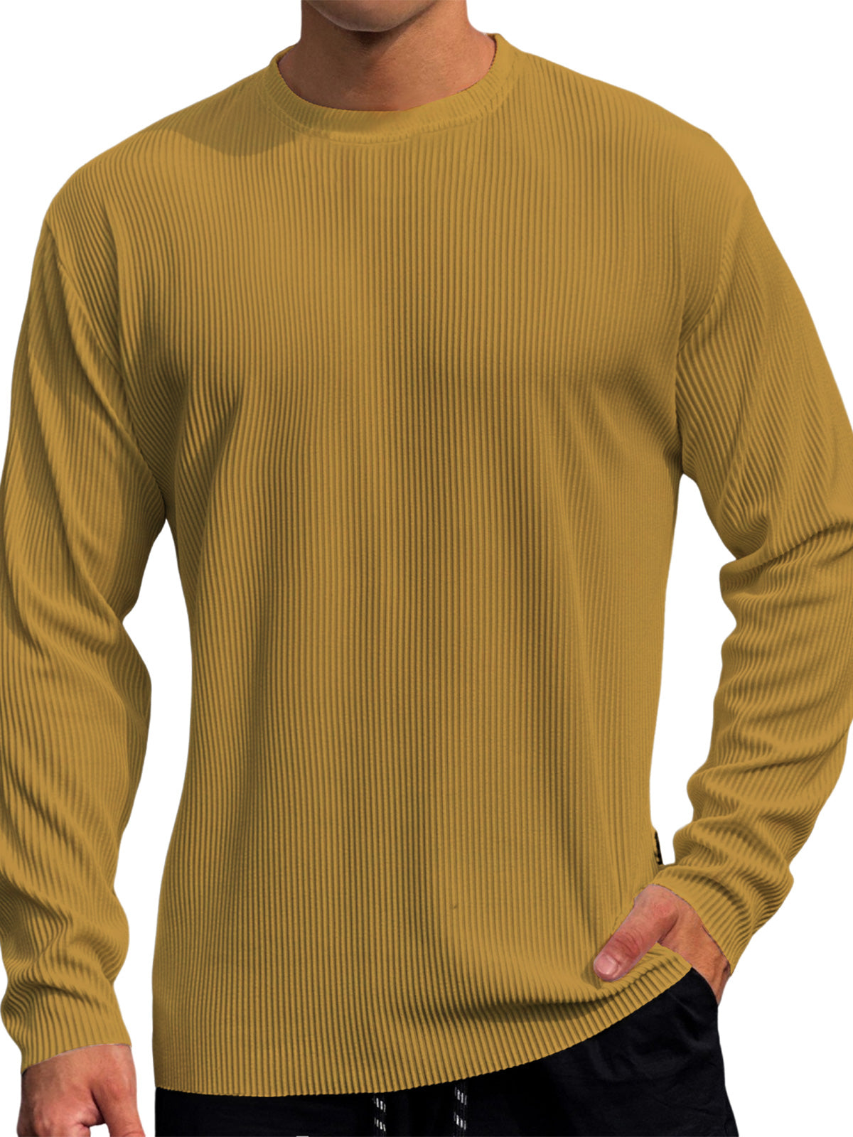 Men's Casual Round Neck Striped Loose Large Size T-Shirt