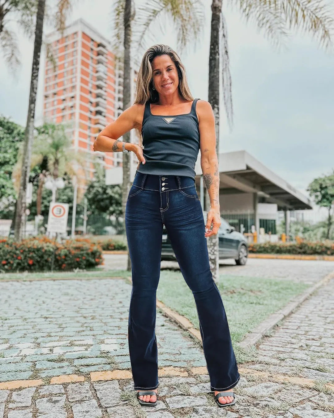 ⚡FINAL SALE - High-waisted flared denim casual pants (Multiple Colors)