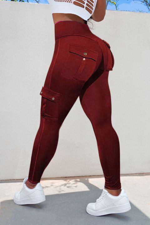 💕Solid Flap Pocket High Waist Sports Leggings