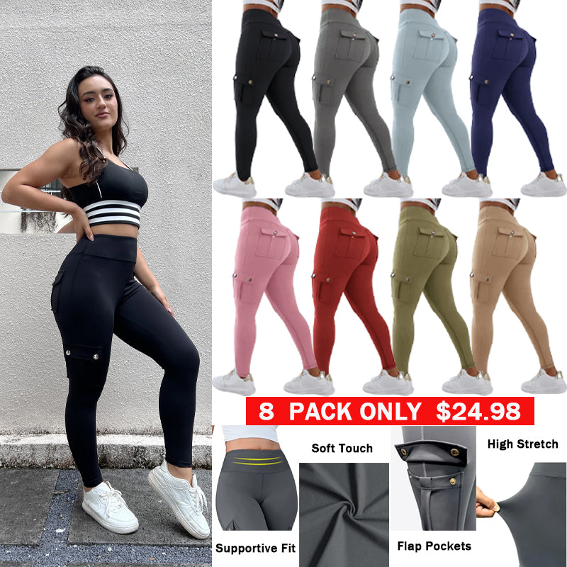💕Solid Flap Pocket High Waist Sports Leggings