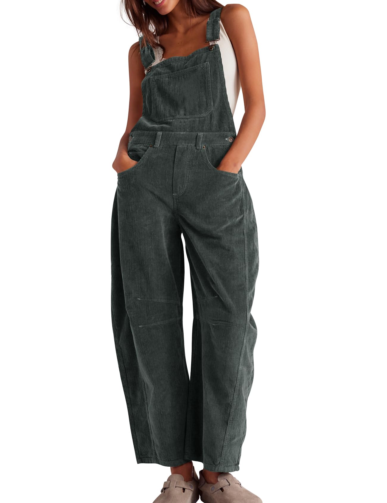🍂 Women's Corduroy Overalls – Baggy Bib Jumpsuit with Pockets