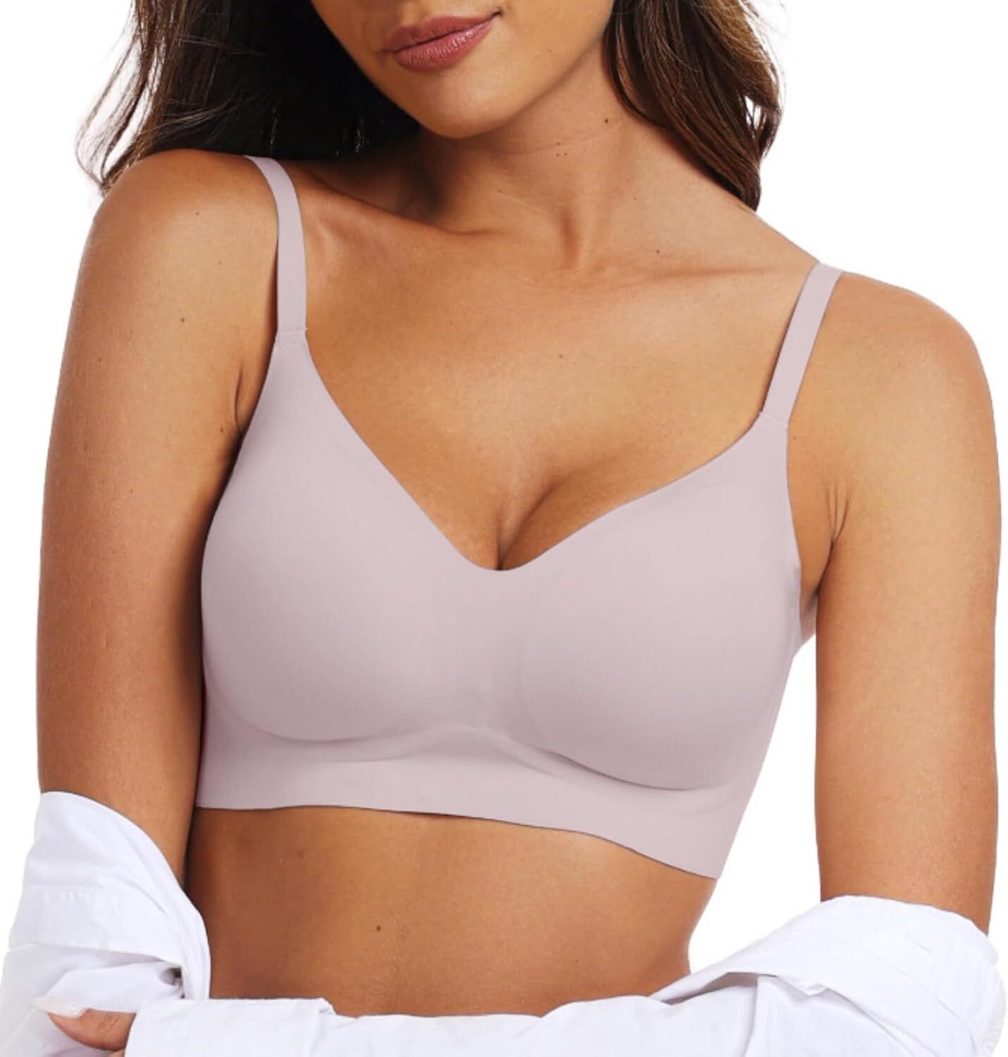 Women's daily push-up bra comfortable no-wire V-neck seamless no-wire bra