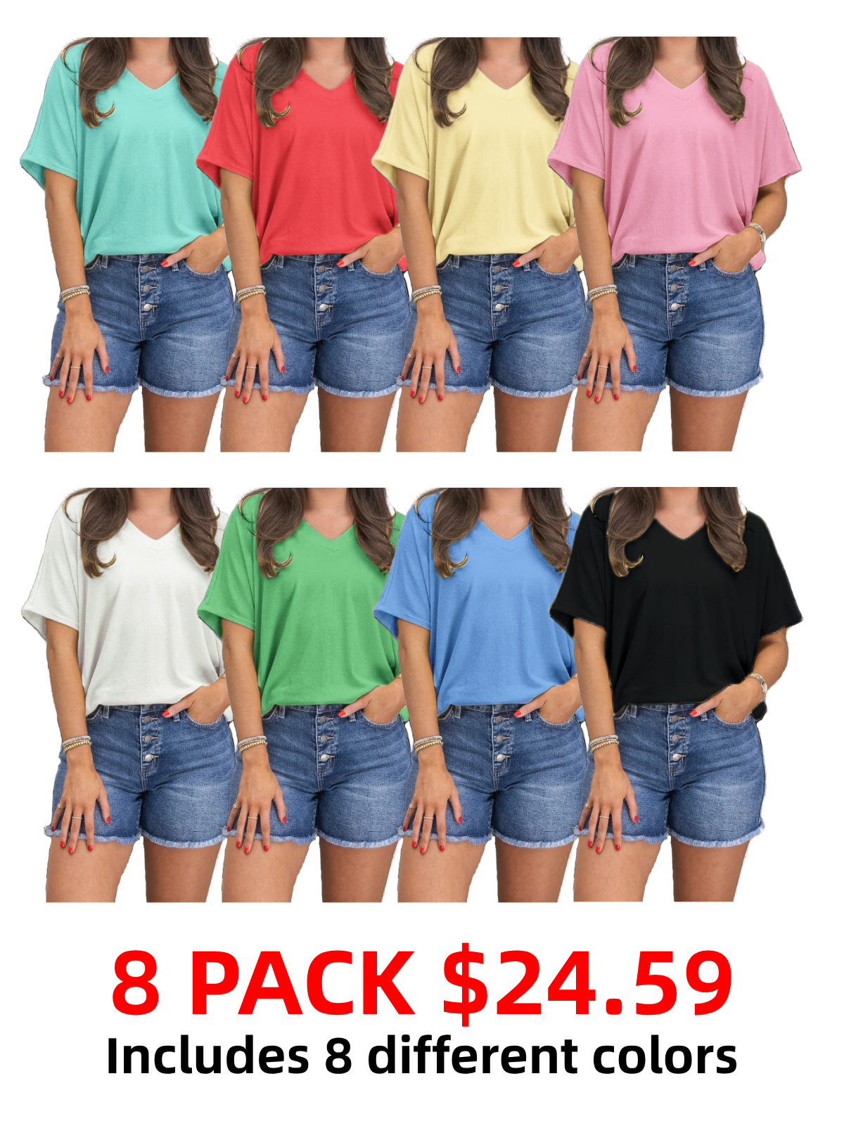 🔥2025 Hot Sale Short Sleeve Dreamy Knit V Neck Top | S - 3X