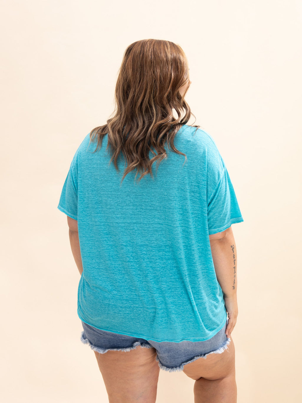 Zenana Oversized Melange Burnout Raw Edge Tee