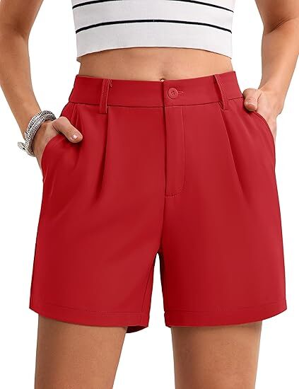 Women's Solid Color Button Casual Fitted Pocket Leg Shorts