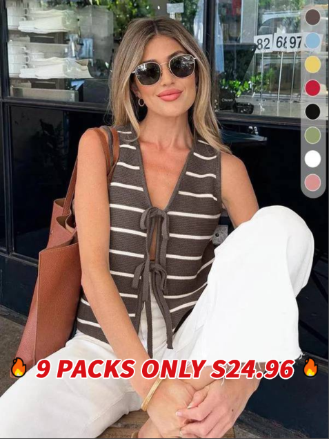 Women's Striped V-Neck Sleeveless Tank Top