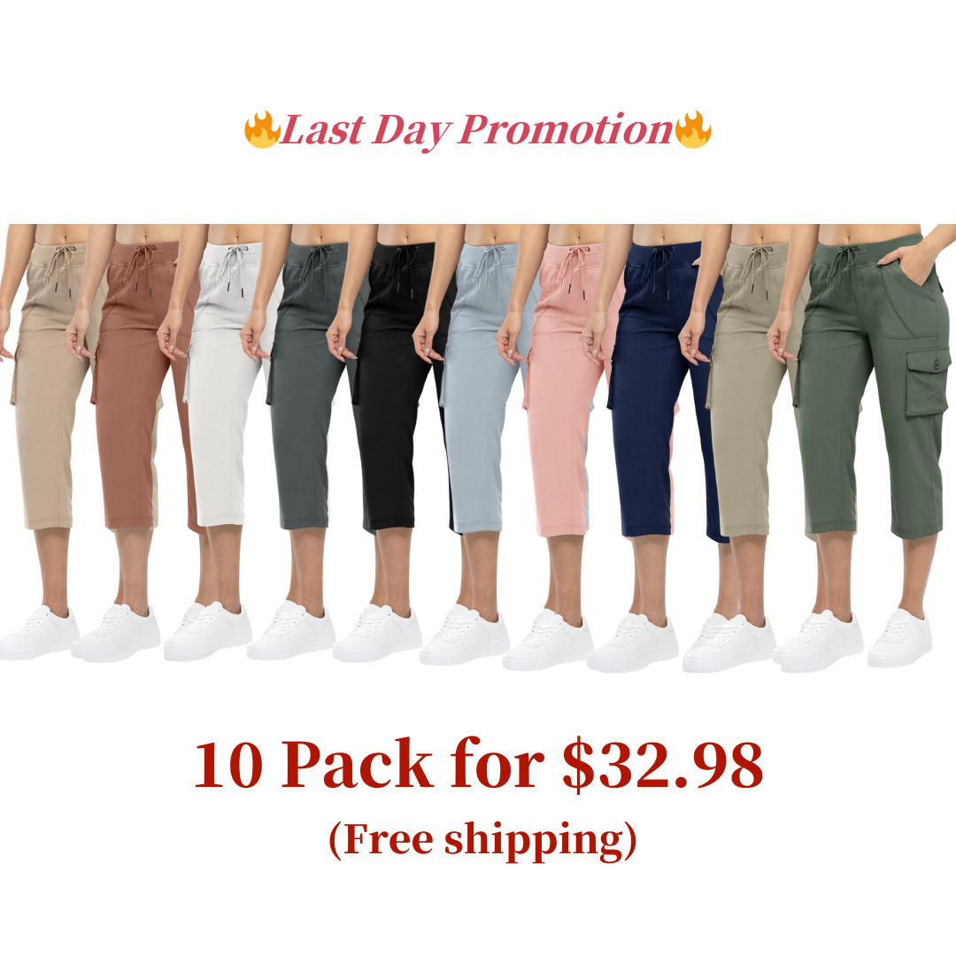 🔥Last day promotion!Women’s Loose Fit Lightweight Capri Cargo Pants – Casual 3/4 Trousers with 6 Pockets