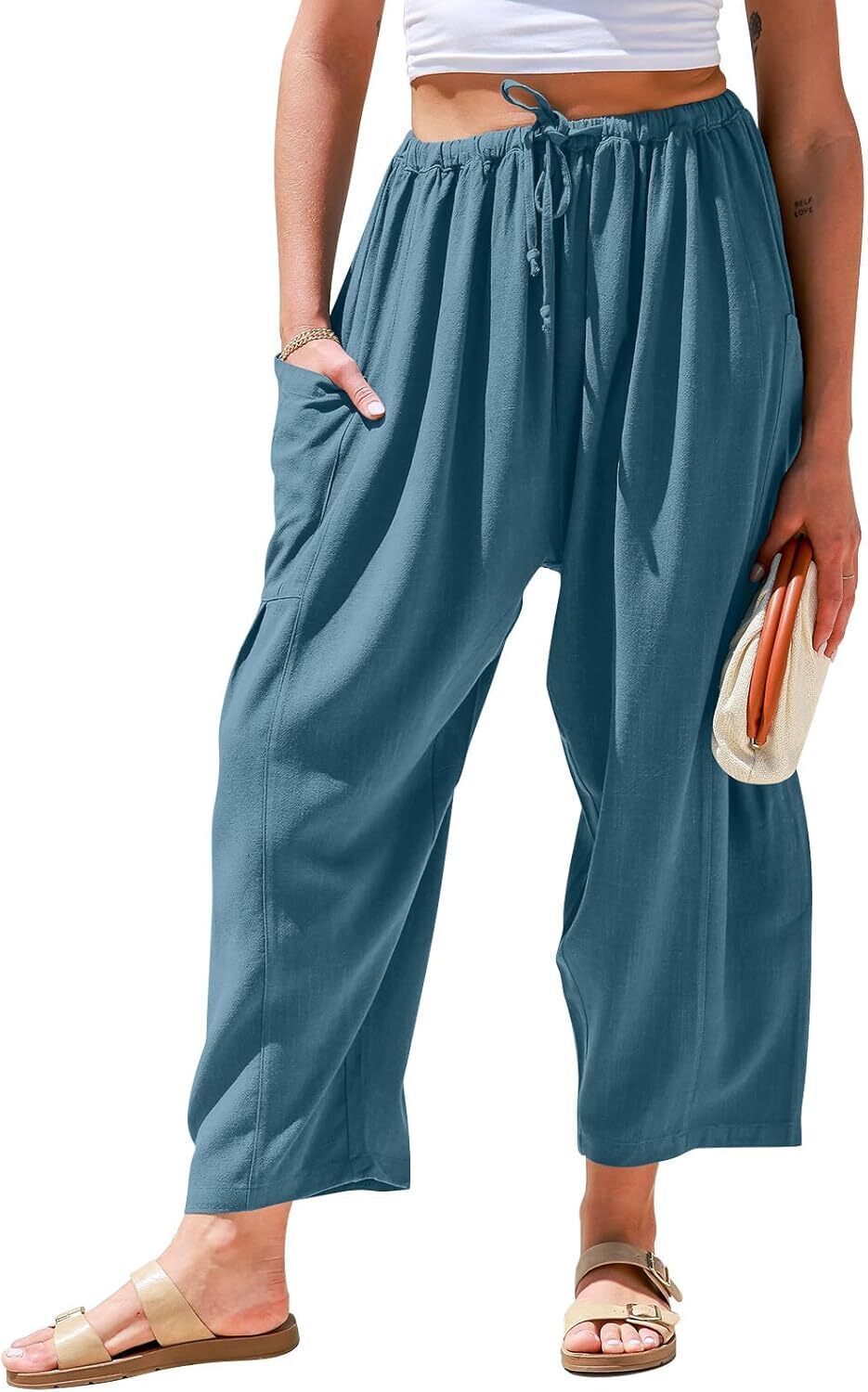 FINAL SALE⚡- Womens Linen Wide Leg Pants