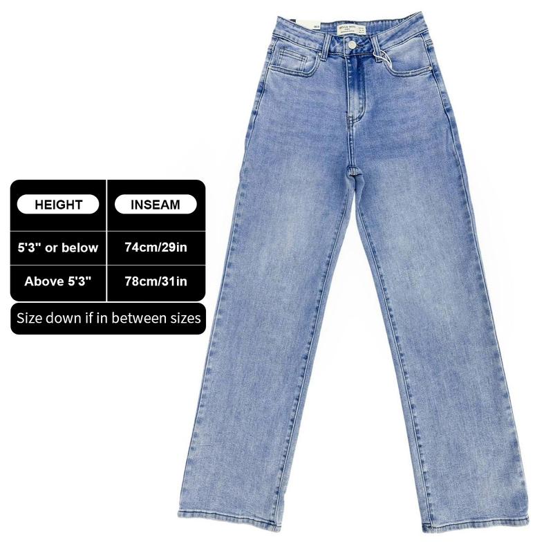 Women's High-Waist Stretch Wide-Leg Jeans – Trendy Multi-Pocket Denim Pants