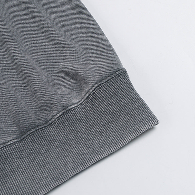 Men's Distressed Washed Cotton Round Neck Long-sleeved Sweatshirts