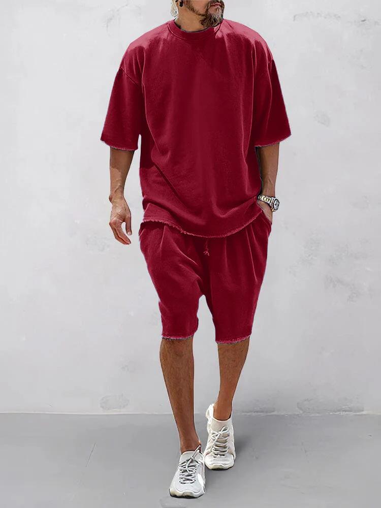 Men's Casual Loose Fit Solid Sports Sets