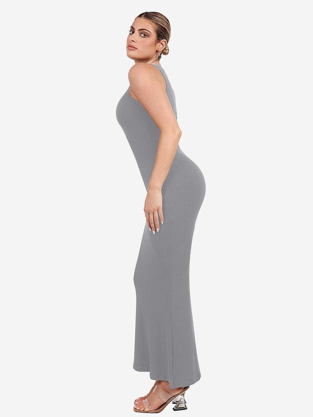 🔥Last day promotion!🔥Shapewear Modal Sleeveless Crew NeckMaxi Dress