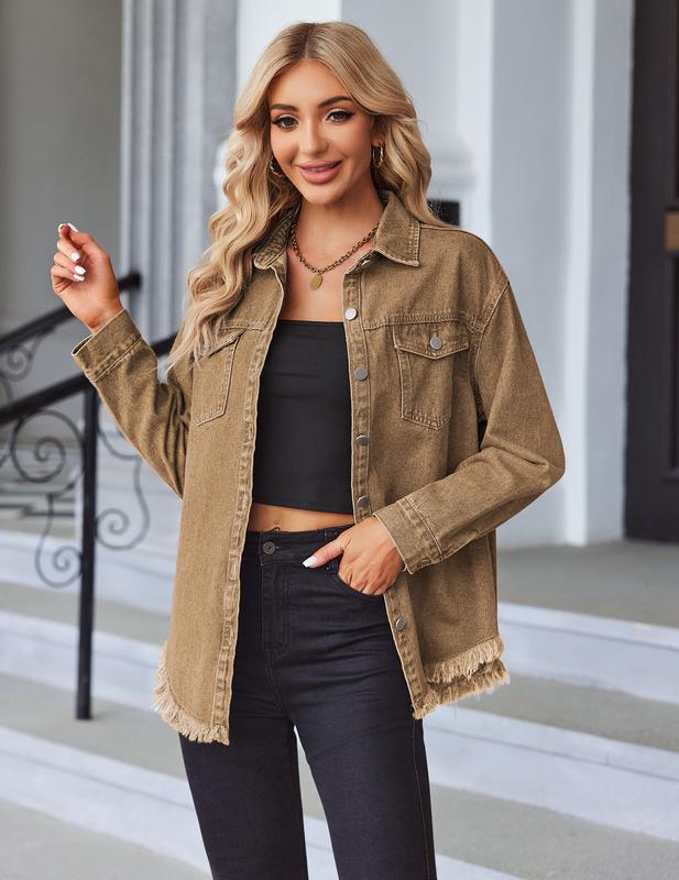 Women's Casual Long Sleeve Denim Jackets with Pockets