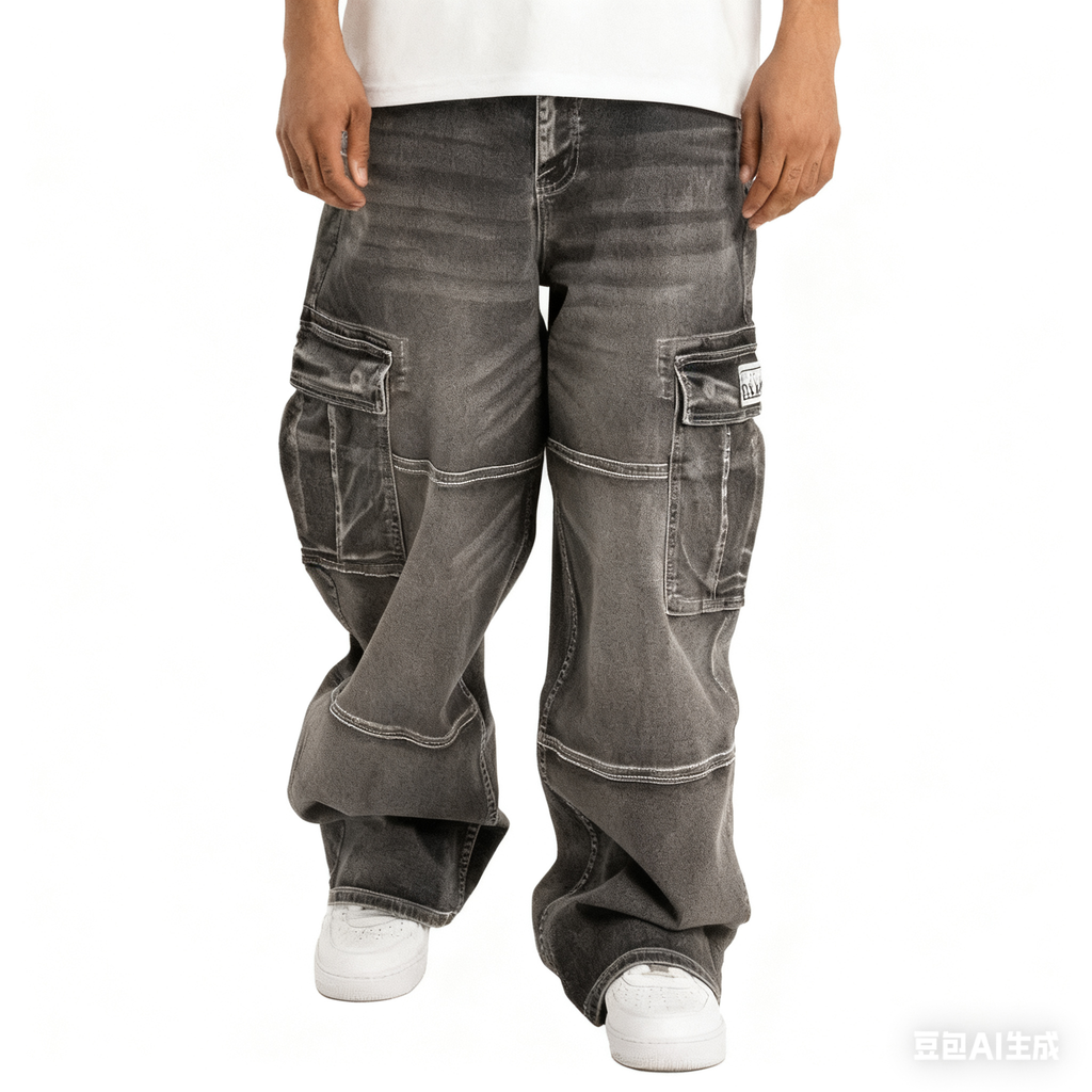 Men's Heavyweight Baggy Fit Denim Cargo Pant