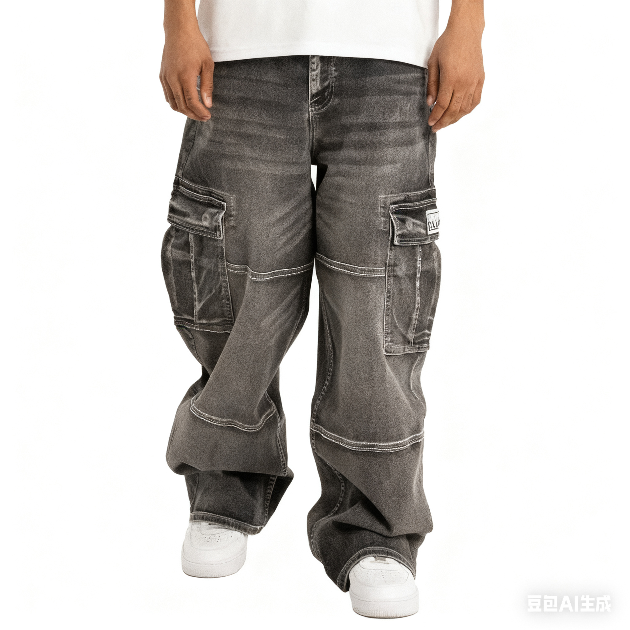 Men's Heavyweight Baggy Fit Denim Cargo Pant