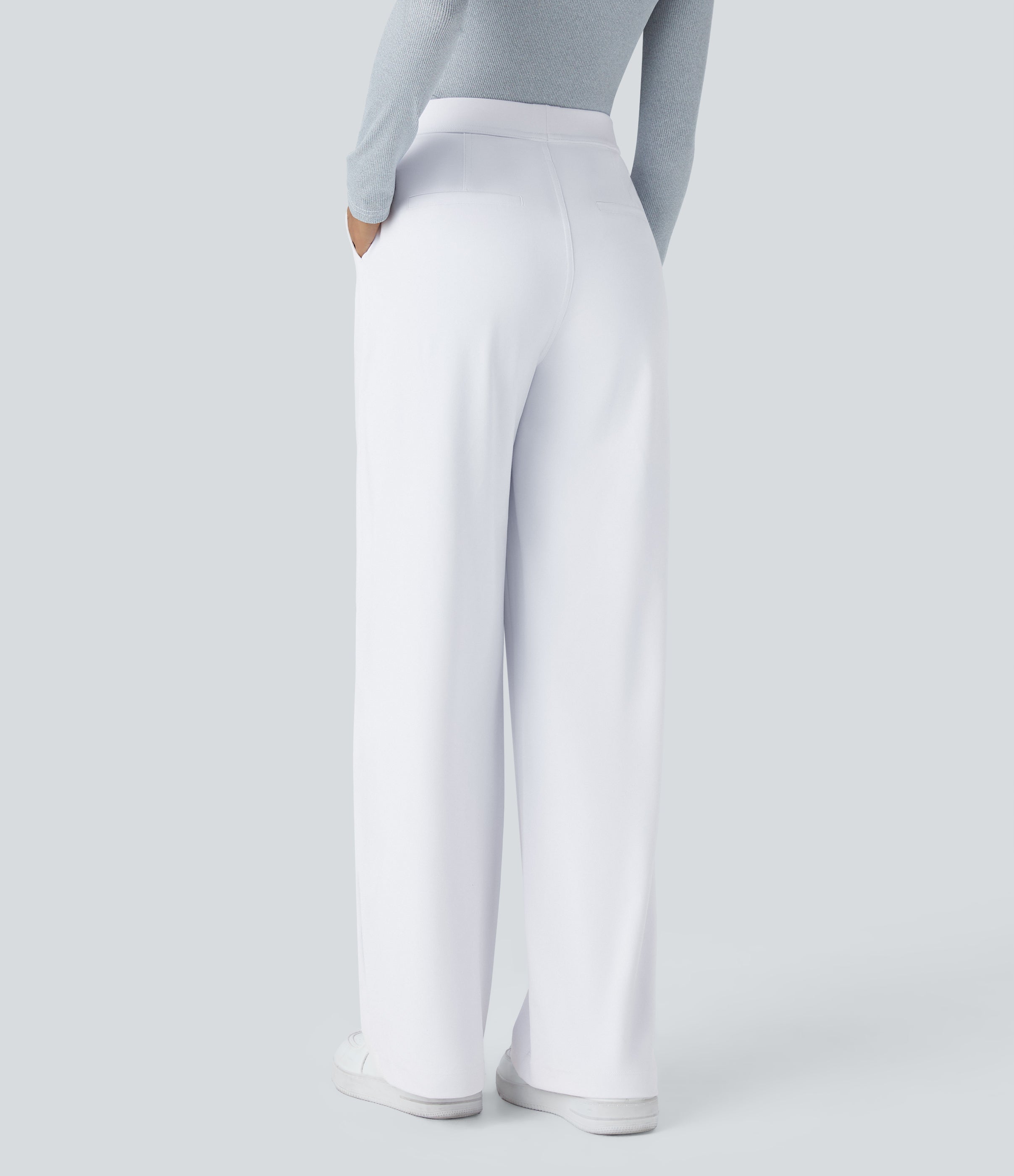 Factory Outlet - High Waisted Side Pocket Straight Leg Work Suit Pants