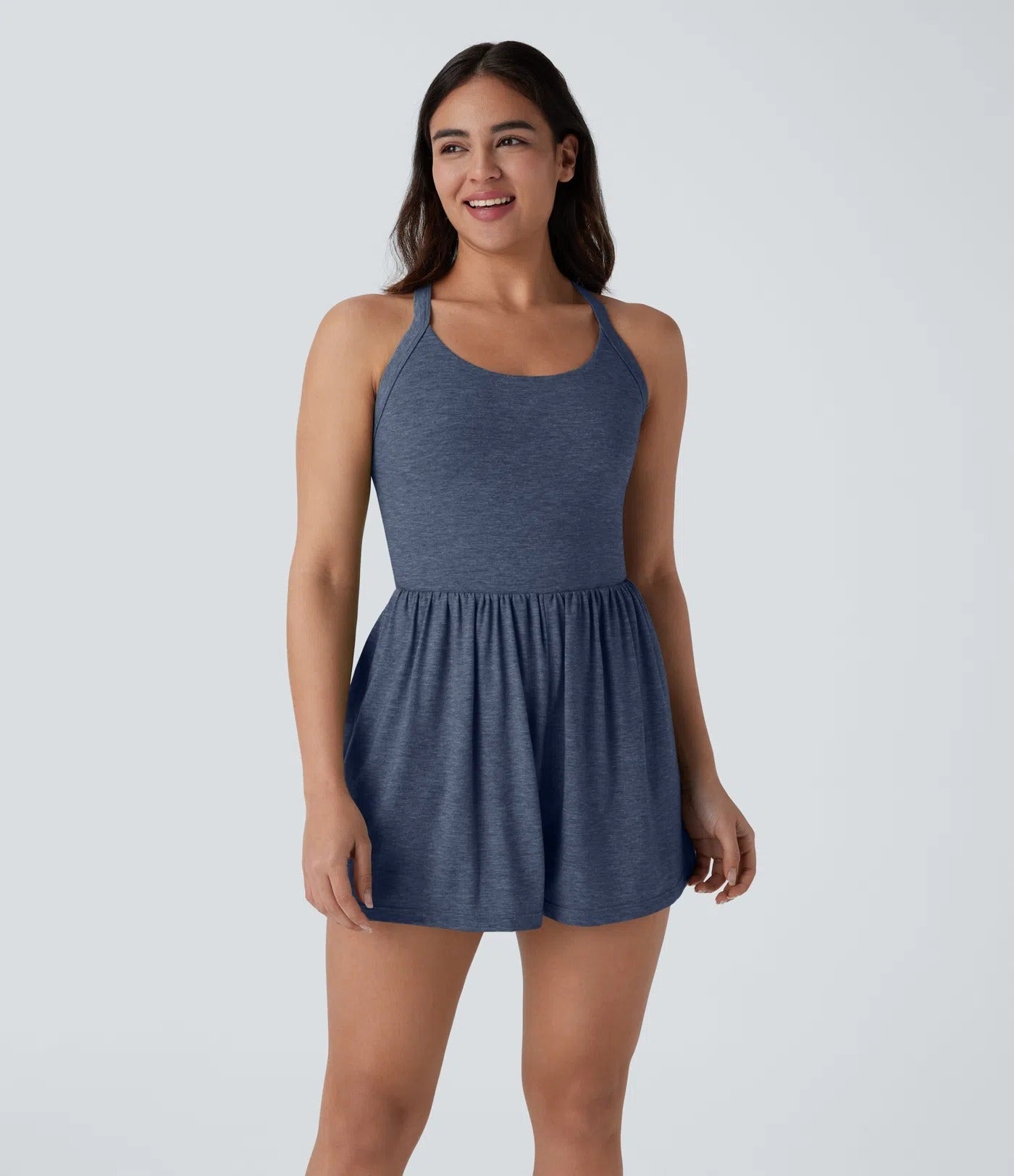 Backless Twisted Side Pocket 2-in-1 Resort Romper