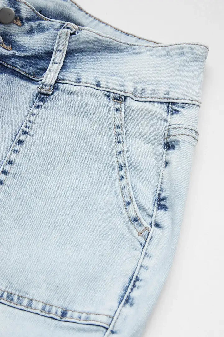 ⚡Last Chance Deal⚡- Multi Pocket Double Button Mid Rise Flare Cargo Jeans