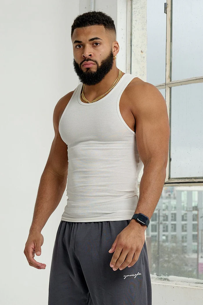 Cotton Spandex 340gsm Sleeveless Shirt Classic Vest Men Shirt Classic Design Fitness Wear Sportswear