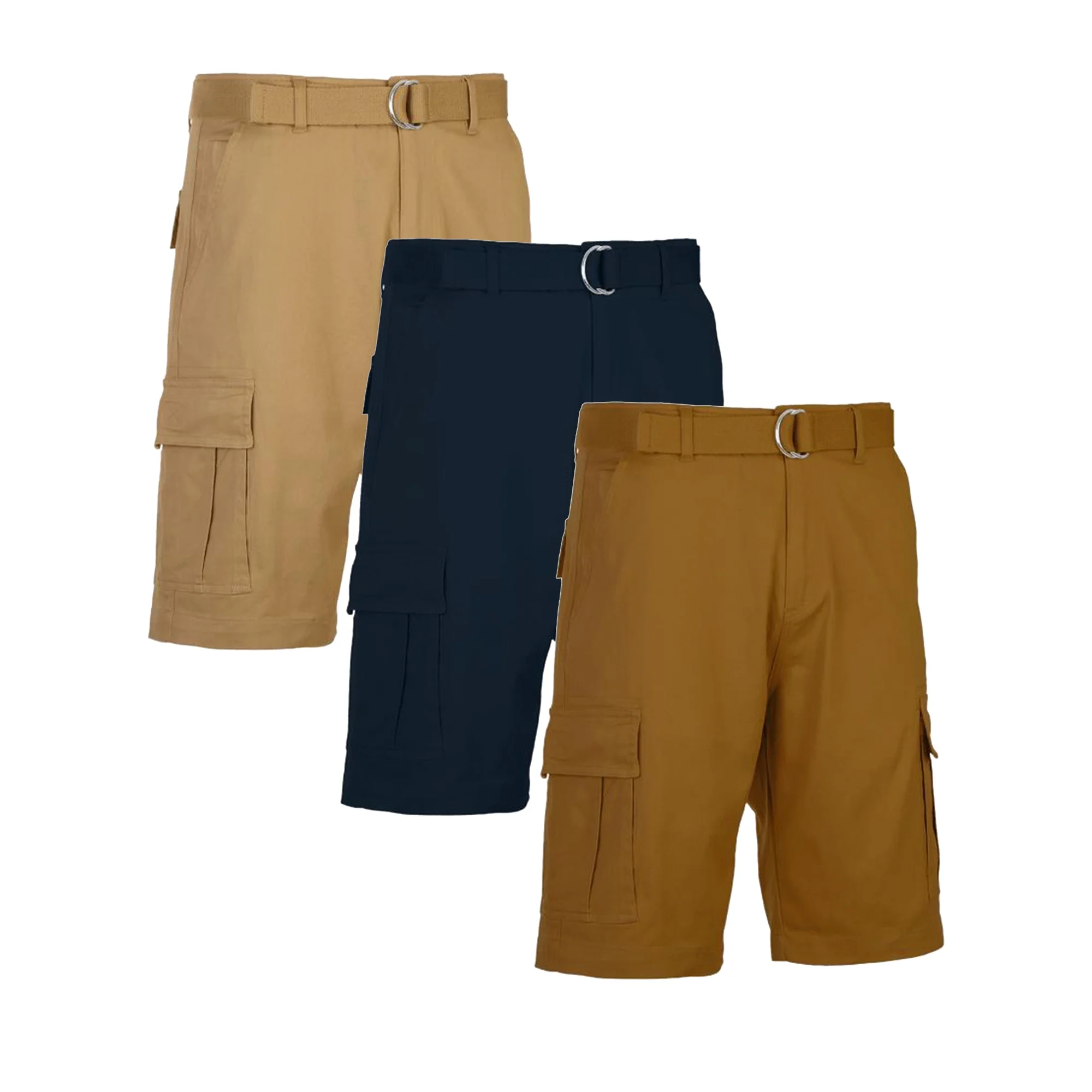 Men's Cotton Belted Cargo Shorts Vintage Distressed Lounge Hiking With Belt Sizes 28-50 NEW