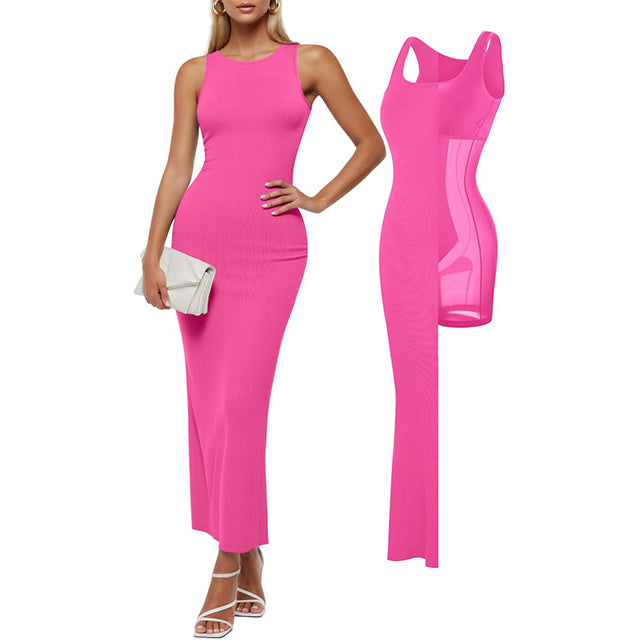 🔥Last day promotion!🔥Shapewear Modal Sleeveless Crew NeckMaxi Dress