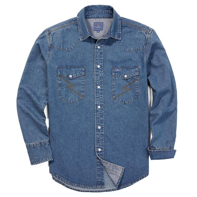 🔥SEPTEMBER  HOT-SALE 🔥Men's Long Sleeve Stone-Washed and Pre-Washed Denim Work Shirt
