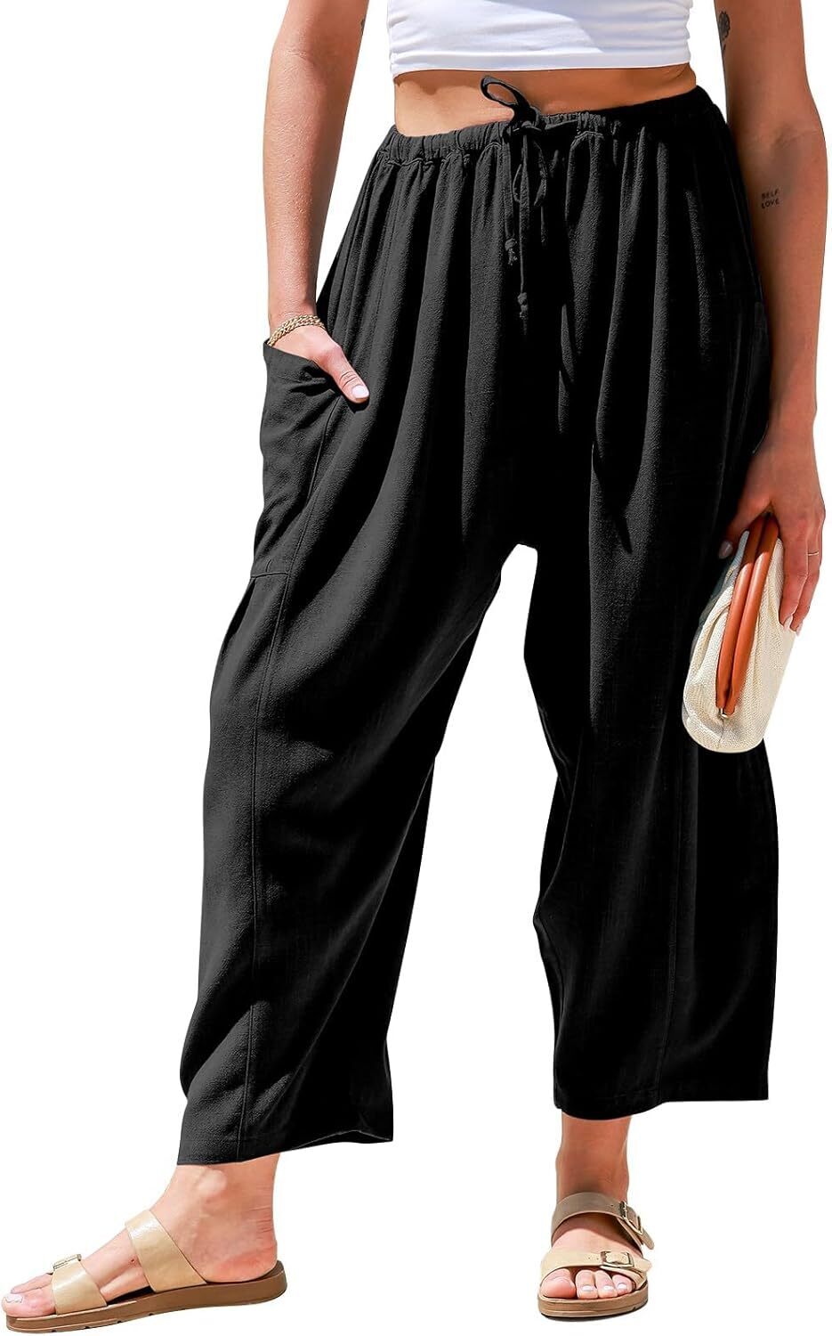 FINAL SALE⚡- Womens Linen Wide Leg Pants