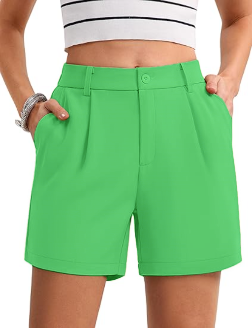Women's Solid Color Button Casual Fitted Pocket Leg Shorts