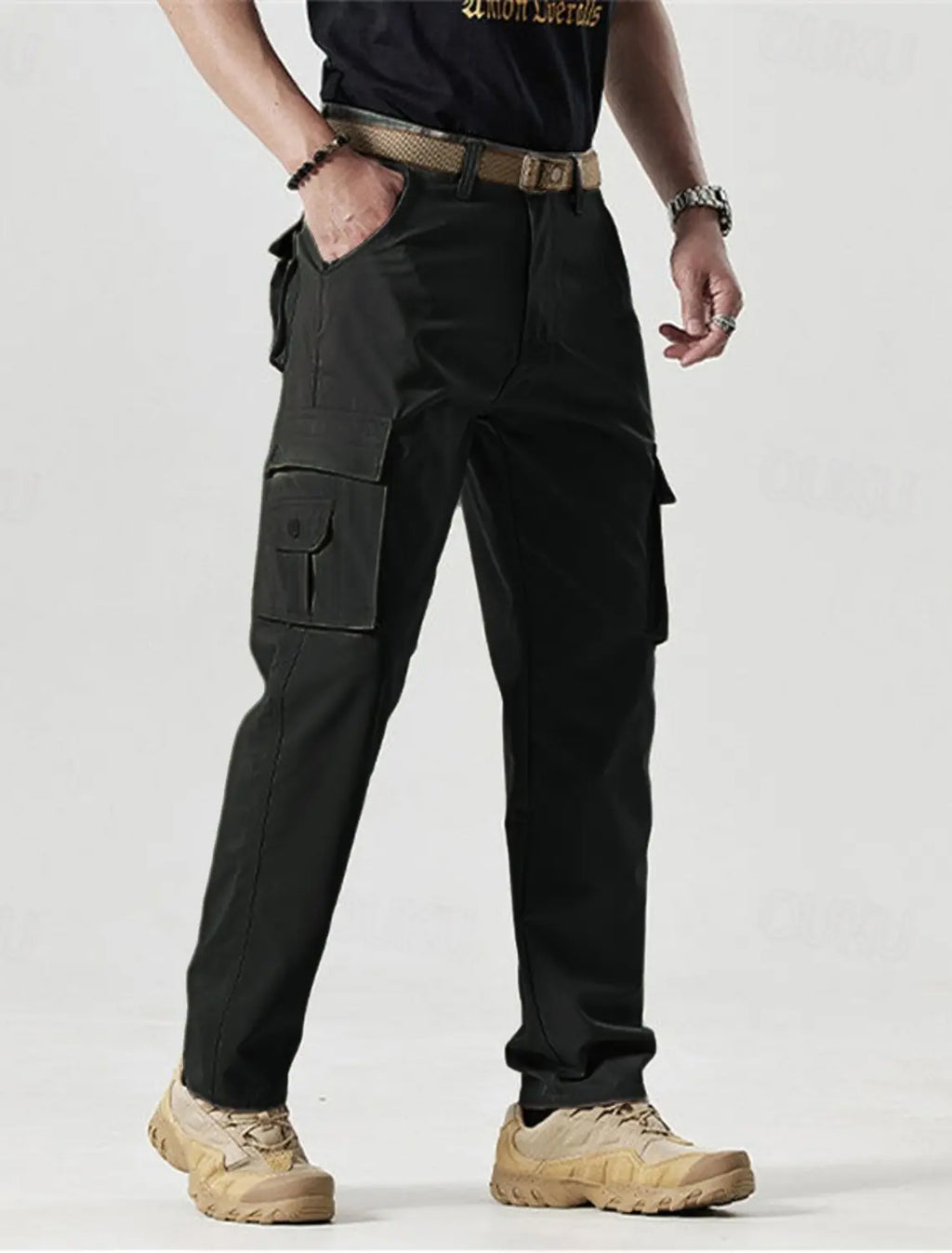 🔥2025 Hot Sale 50% off🔥Men's Solid Color Patched Zipper Fly Cargo Pants