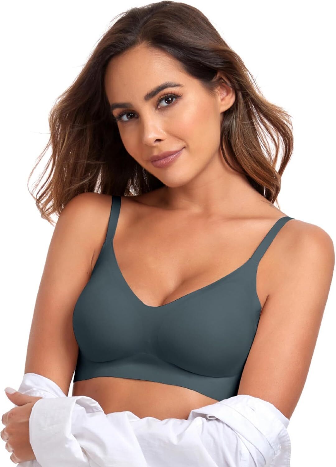 Women's daily push-up bra comfortable no-wire V-neck seamless no-wire bra