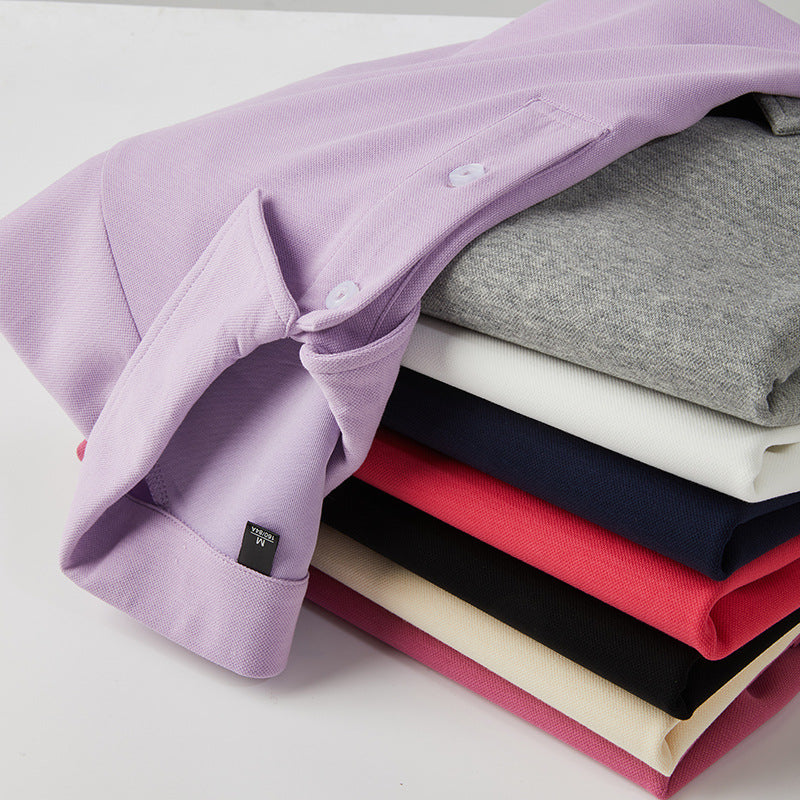 Men's Solid Color Comfortable Cotton Casual Daily Raglan Short-sleeved Polo Shirt