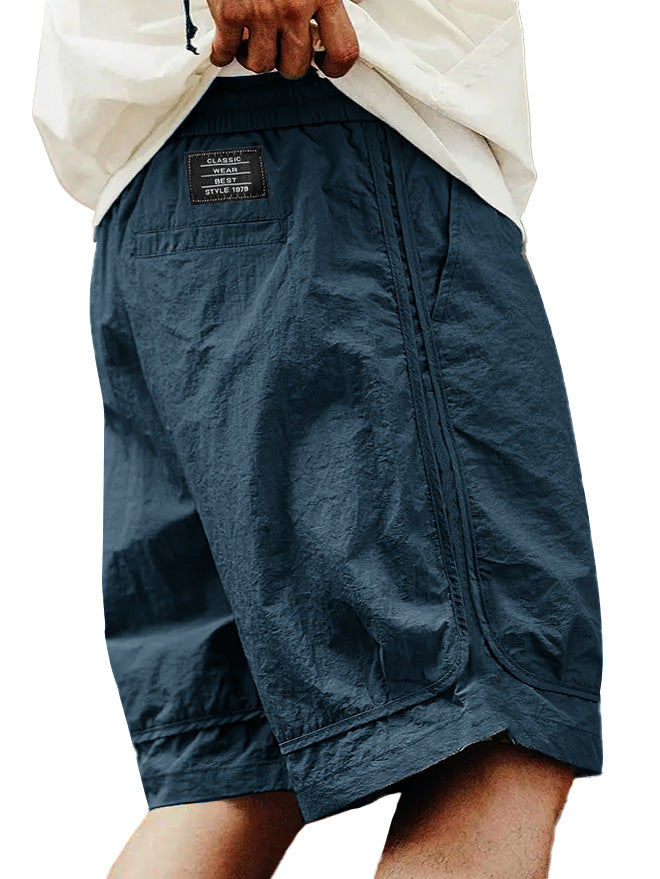 Men's Fashion Retro Outdoor Workwear Sports Embroidered Logo Pocket Shorts
