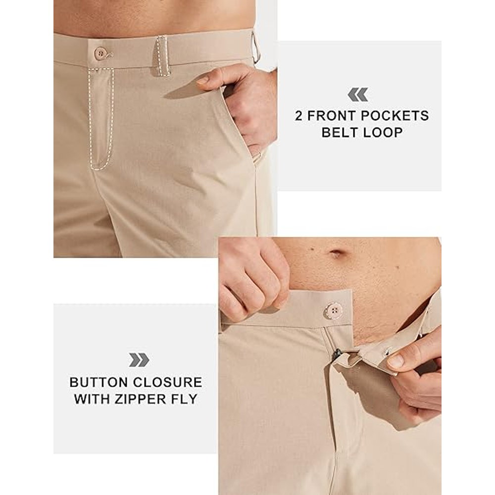 Men's Stretch Gurkha Pants Slim Fit Dress Pants for Men Expandable Waist Dress Pants