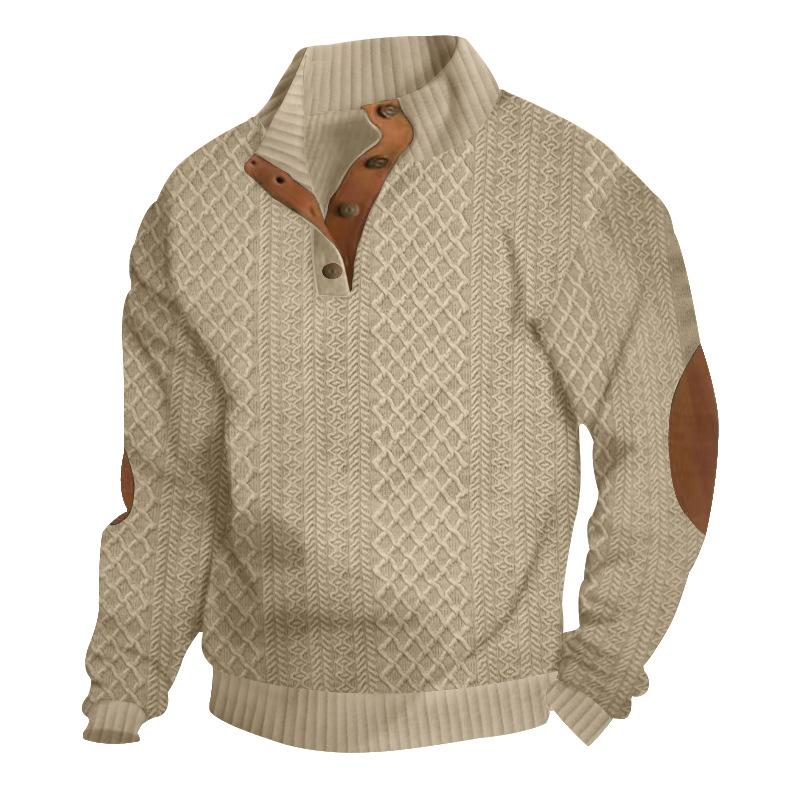 🔥SEPTEMBER HOT-SALE 🔥Men's Spring/Fall Stand Collar Long Sleeve Casual Outdoor Jacquard Knit Sweatshirt
