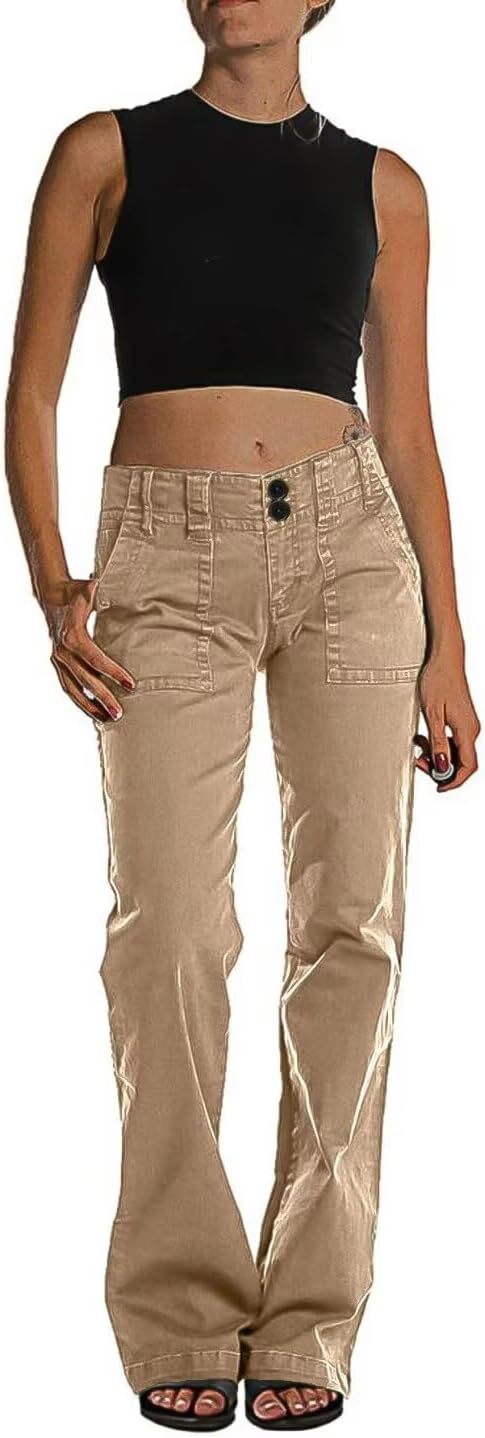 ⚡FINAL SALE⚡- Double Button Mid Waist Straight Leg Pants