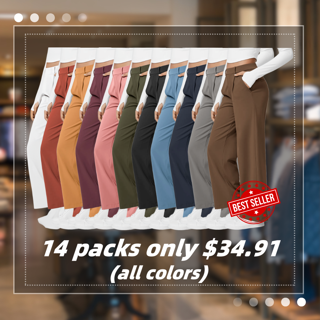 ⏰SEPTEMBER HOT-SALE!High Waisted Side Pocket Straight Leg Work Pants