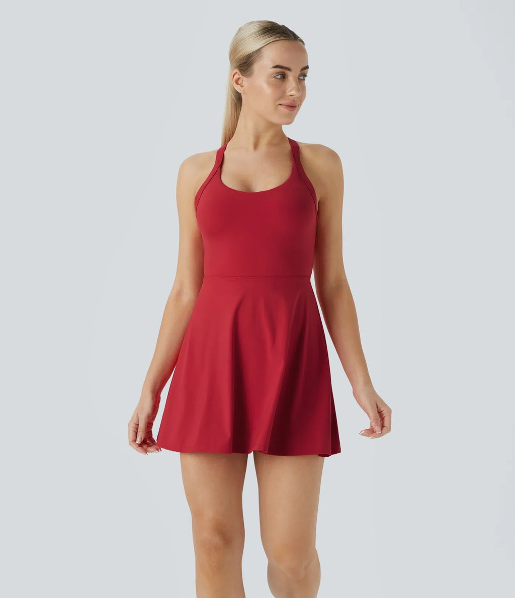 Softlyzero Airy Backless Twisted Cool Touch Dance Active Dress-Easy Peezy Edition