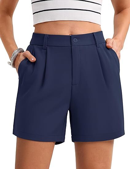 Women's Solid Color Button Casual Fitted Pocket Leg Shorts