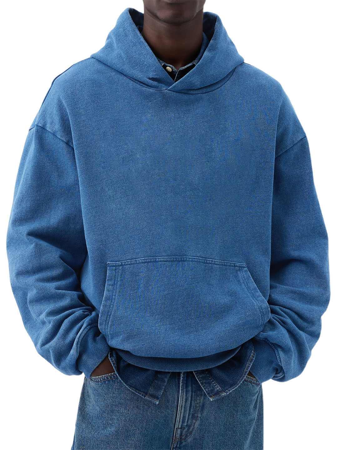 Men's Cotton Washed Distressed Heavyweight Long Sleeve Pocket Hooded Sweatshirt