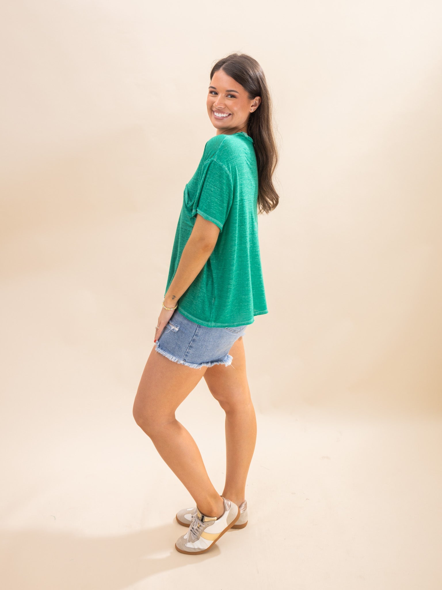 Zenana Oversized Melange Burnout Raw Edge Tee