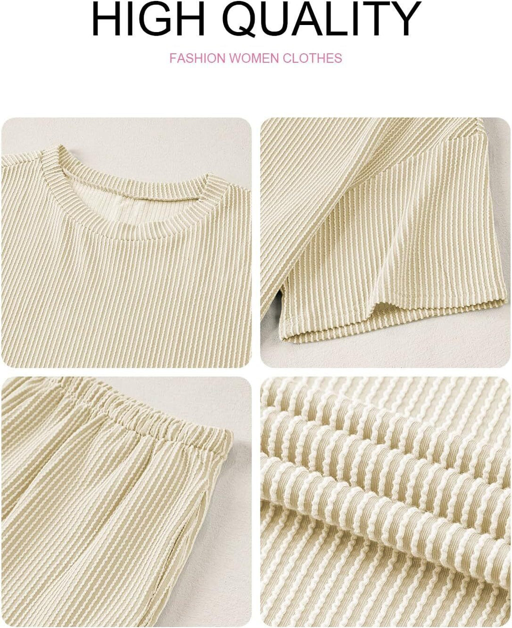 Two 2 Piece Sets for Women Short Sleeve Shirts High Waisted Shorts with Pockets Pajamas Lounge Matching Set