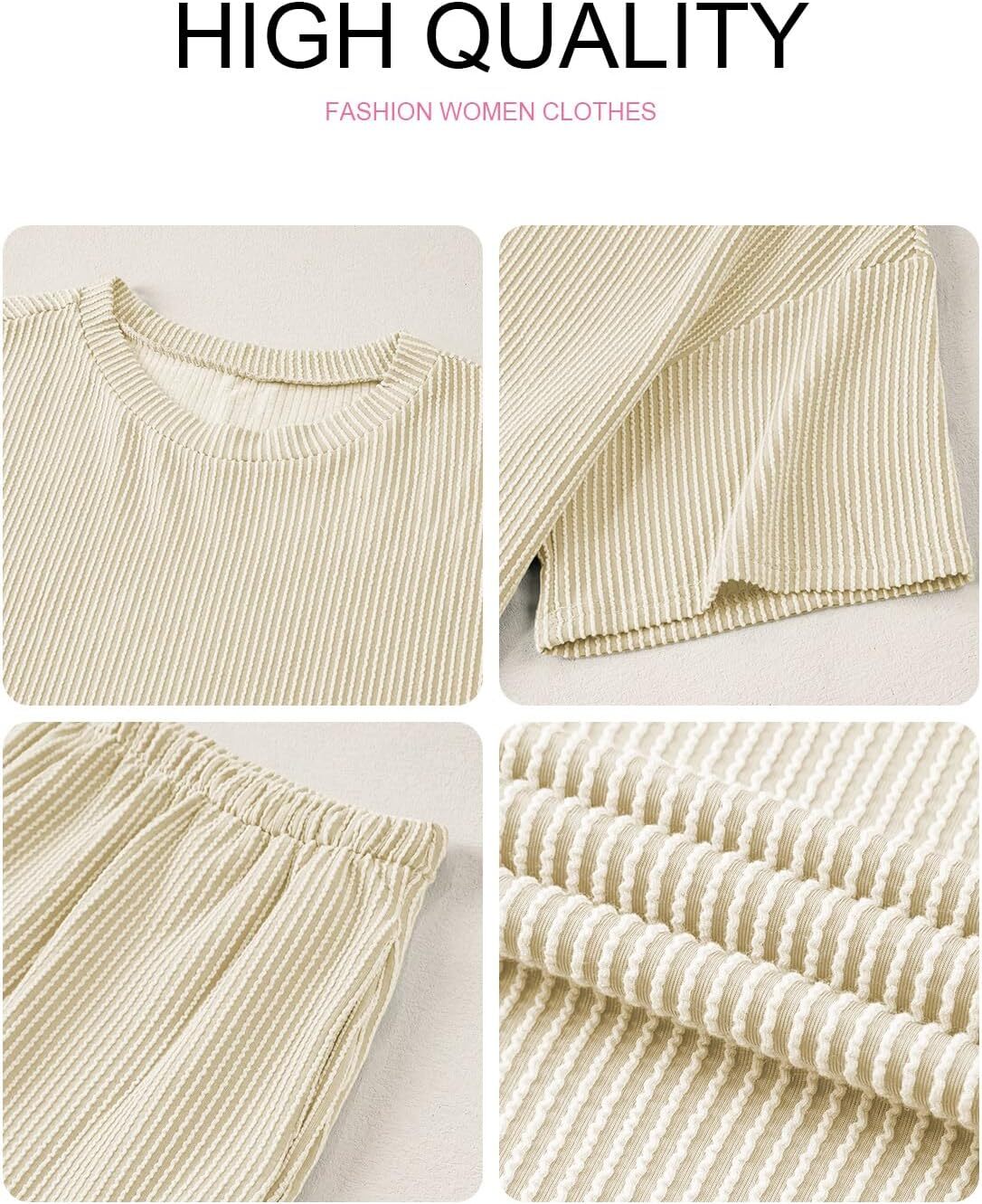 Two 2 Piece Sets for Women Short Sleeve Shirts High Waisted Shorts with Pockets Pajamas Lounge Matching Set